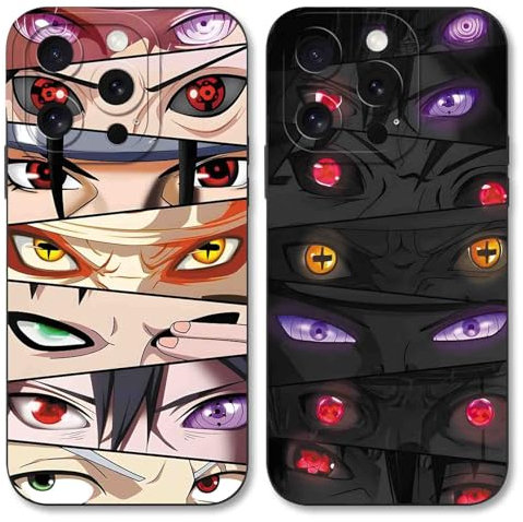 2 Pack Phone Case For iPhone 16 pro max 6.9'', Japan Anime Kakashi Uchiha Itachi Sasuke Sakura Gaara Uzumaki Cartoon Pattern Shockproof Soft Design Full lens Protection Cover for Children Boy Girl