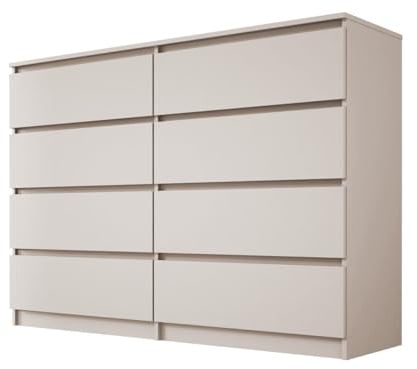 3xE Living Kommode mit 8 Schubladen in Kaschmir, 139 x 102 x 39 cm