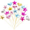 60PCS Cake Topper Decoración, Cupcake Toppers, Decoraciones para Cupcakes a Forma de Estrella, Corazón y Corona, Colores Vivos para Cumpleaños, Bodas y Fiestas Infantiles, Ideal para Muffins y Postres