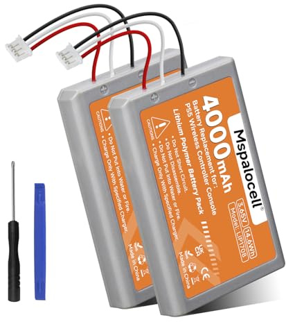 Mspalocell Battery 4000mAh for Sony PlayStation 5 LIP1708 / PS5 Controller, PS5 Dual Sense Controller CFI-ZCT1W CFI-ZCT1J, PS5 battery 2 pieces
