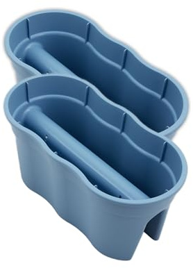 KHW | Flowerclip XL 2er-Set | Meerblau | Pflanzgefäße für Balkon- & Geländerbegrünung | wetterfest & UV-beständig | Zwei Pflanzkammern | für Geländer Ø bis 6 cm | dekorativ & stabil | Made in Germany
