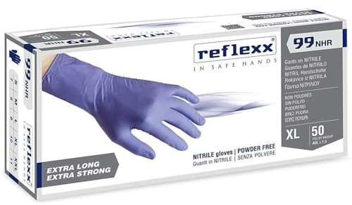 REFLEXX R99 NHR 200/500 Guanti in nitrile INDACO - HIGH RISK - 8,8 GRAMMI ALTA RESISTENZA - VARIE TAGLIE OFFERTA - LUNGHEZZA MAGGIORATA (200 pezzi Taglia XXL)