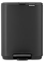 Brabantia Bo Pedal Bin 4L (Mineral Infinite Grey), Space-Efficient and Soft Closing Waste Bin with Light Pedal Operation, Easy to Clean Plastic Inner Bucket with Free PerfectFit Rubbish Bags Included
