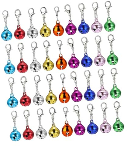 PENIKOKO 45 Stück Teiliges Metallglöckchen Set Kleine Bunte Tieranhänger für Katzen und Hundehalsbänder Laute Klingel für Outdoor DIY Schlüsselanhänger und Schmuckherstellung