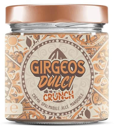 Crema di Mandorle Siciliane 54% Crunch con Cacao - Vasetto MAXI 400g - Girgeos Dulci - Senza Olio di Palma, Artigianale e Naturale - Senza Glutine e Lattosio - 100% Vegetale