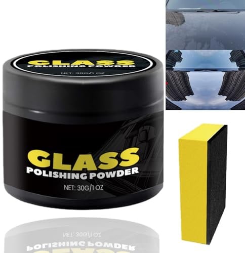 Glaskratzer Entferner,Profi Glaspolitur Set–Entfernt Kratzer & veredelt Autoglas,Glaspolitur Set mit Feinem Polierpulver
