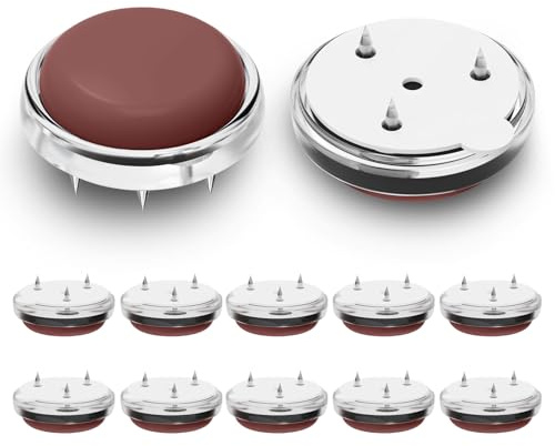 12 Stück Teflon Möbelgleiter mit 3 Nagel Ø 19mm Teflongleiter Rotbraun | DXLing Rund Möbelgleiter mit Nagel PTFE Stuhlgleiter Teflon Mit Nagel Furniture Glides für Schwere Möbel Stühle Böden