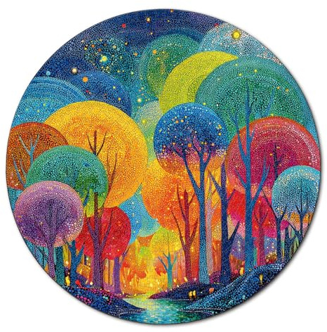 KaayeeWood Puzzle 1000 Teile,Puzzles für Erwachsene Polka-Dot-Baum Klassische Runden Puzzles, Puzzlespiele für Die Ganze Familie, Home Decor und Geschenkide(67.5 * 67.5cm)