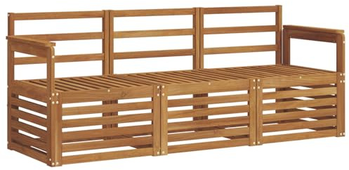 vidaXL Sofagarnituren 3 pcs Natur Massivholz Akazie, Moderne Gartenmöbelsets, wetterfeste Sitzmöbel, Akazien-Sofa, Flexible Lounge-Lösungen für die Terrasse