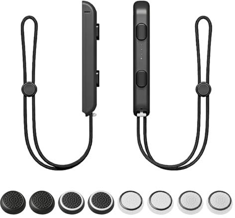 10 Piezas Kit Correa Muñeca para Switch con 2 Correa para Joycon Ajustables con Bloqueo Seguro y 8 Protectores de Joystick Antideslizantes de Silicona Mano Accesorios de Reemplazo Controladores Gaming