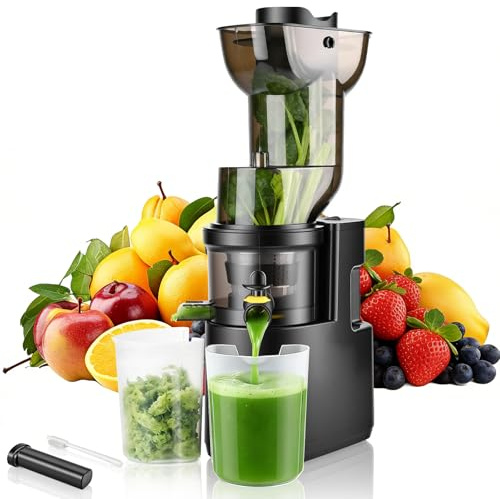 Rawhui Entsafter Slow juicer 500W mit 98mm Großem Einfüllschacht,Entsafter Gemüse und Obst Testsieger,Extraktionsrate von bis zu 98%,BPA-Frei,Leicht zu Reinigen,Saftpresse