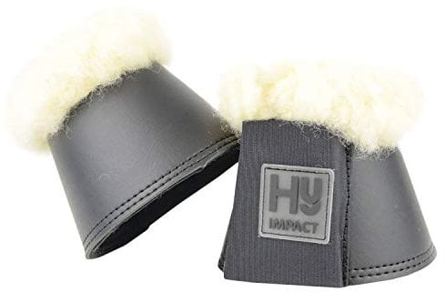 HyIMPACT Hufglocken mit Lammfell für Ponys und Pferde, bestens geeignet für Training und Aufwärmen, paarweiser Verkauf, Größen S-XL, Nr. 1177P, grau, S