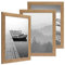 PHOTOLINI Bilderrahmen A3 30x42 cm Holz Eiche-Optik, 3er Set Echtholz-Rahmen rustikal, Strandhaus, Made in Germany, Echtglas, zum Aufhängen, extra Zubehör - Treibholzlook mit einem Hauch Küstenflair