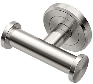Gatco 4295A Latitude II Double Robe Hook | Wall-Mounted Bathroom Hook for Towels & Robes | Premium Metal, Satin Nickel Finish