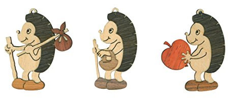 Kuhnert Drechslerei Schmuckanhänger - Baumschmuck - Weihnachtsbaumschmuck - Motiv: Igel im 6er Set - Made in Germany