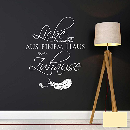 Wandtattoo Wandaufkleber Wandsticker Aufkleber Sticker Spruch Liebe macht aus einem Haus ein Zuhause M1972 ausgewählte Farbe: *creme* ausgewählte Größe: *M - 50cm breit x 60cm hoch*