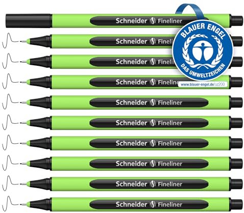 Schneider Line-Up Fineliner (Strichstärke 0,4 mm, aus biobasiertem Kunststoff, ausgezeichnet mit Der blaue Engel) 10 Stück, sapphire-black
