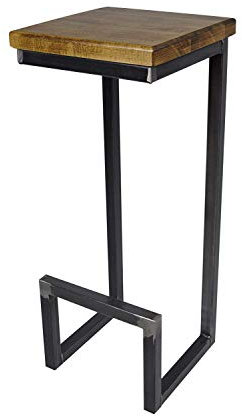 Magnetic Mobel® Barhocker Stahl Holz massiv C-Style Barstuhl Industrial Design Metall Hocker H 78 cm (Eiche)