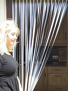 Robusta tenda per porta per roulotte / camper, zanzariera, tena anti mosche, larga 62 cm - ARGENTO E BIANCO.