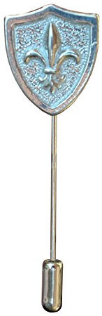 Epingle de Cravate Fleur de Lys et Bouclier, Fait Main, en Etain, Fabrication Française, Les Etains de Jumilhac