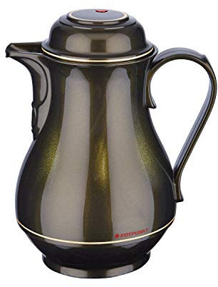 ROTPUNKT Isolierkanne 330 Christa 1,0 l | Zweifunktions-Drehverschluss | BPA Frei- gesundes Trinken | Made in Germany | Warm + Kalthaltung | Glaseinsatz | Black Honey