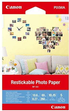 Canon RP-101 Wiederaufklebbares Fotopapier 5 Blatt 10x15 cm für PIXMA Drucker