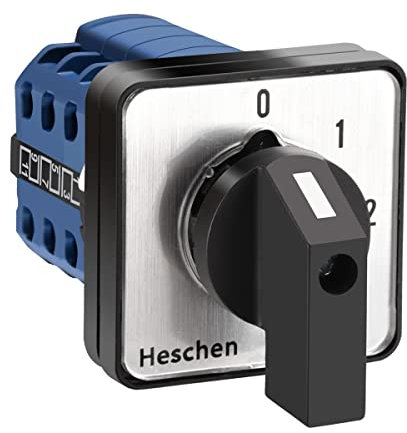 Heschen Interruptor selector de levas giratorio universal, LW28-20/0123.3, 660V 20A, 4 posiciones, 3 Fases, 12 Terminales, CE