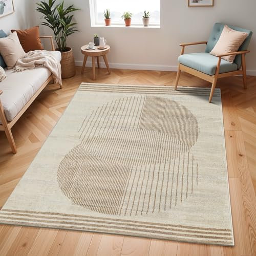 Livabliss Mombasa Wohnzimmer Boho, großer Schlafzimmer 80x220 cm - e für Esszimmer mit geometrischem Muster, Skandinavischer Wohnzimmer modern in Beige und Braun