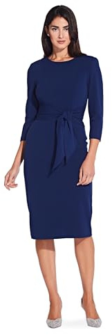 Adrianna Papell, Vestido crepé de Tubo de Punto para Mujer, Azul Marino (Navy Sateen), 12