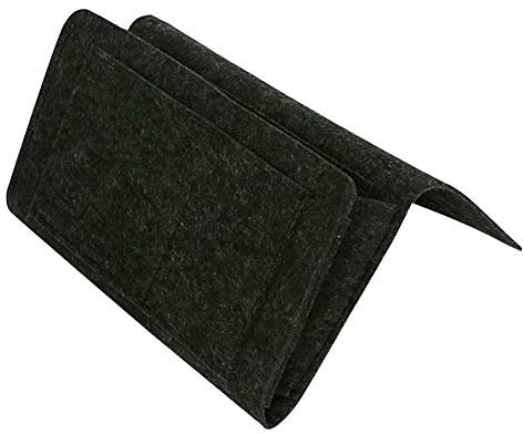 YIKEF Bettaufhänger Organizer,zeitungsständer Filz,Tasche Sofa-Bett Hängeaufbewahrung,Sofa Seitenloch,nachttisch Tasche,Bett Organizer für Buch Handys, Tablets, Schrank TV, Remote(Dunkelgrau)