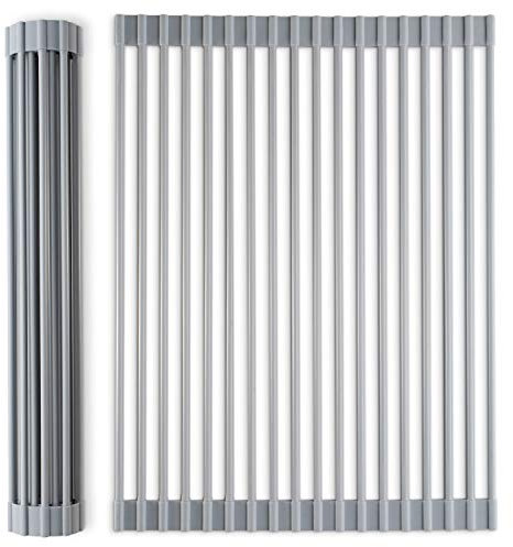 DI Oro® - Escurridor de Platos Enrollable - Núcleo de Acero Inoxidable y Silicona LFGB Antideslizante - Apto para lavavajillas - Fácil de Limpiar y almacenar