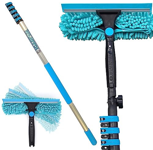 IGAD Pole 20 Foot (6m) Professional Telescopic Window Cleaning Kit, Extension Pole and Single Pivot 10(25cm) Window Squeegee, Window cleaning washer tools