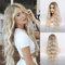 EMMOR lange beige beige blonde Perücke für Frauen - natürliche synthetische Ombre lockiges Haar dunkle Wurzel Mittelteil Perücken, Party Cosplay Täglicher Gebrauch (2 Stück kostenlose Perückenkappe)