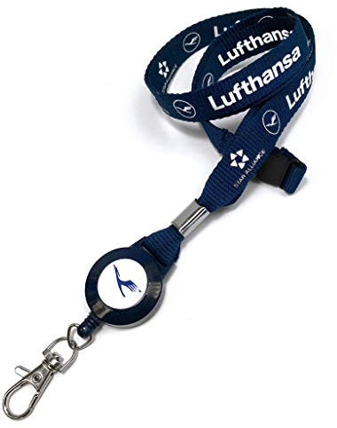 Lufthansa Logo geripptes Polyester-Schlüsselband + Abzeichenrolle