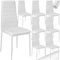 tectake® 8X eleganter ergonomischer Stuhl mit hoher Rückenlehne, 45 x 48 x 98,5 cm,Esszimmerstühle, Küchenstühle, Stühle für Esstisch, Esszimmer, Dining Table, Vorzimmer Möbel Set gepolstert - weiß