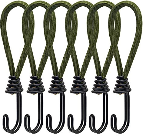 6 Spanngummi mit Haken Stück Zelt Elastic Rope Schnallenhaken Spiralhaken, Expanderhaken für Planen und Netze