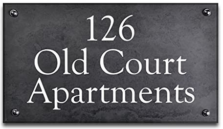 Smooth Slate Black/Charcoal Grey House Signs, Personalised With Your House Name/Number (355mm x 200mm x 10mm)