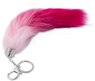 graent Fuchsschwanz - Schlüsselanhänger/Anhänger aus Kunsthaar (25 cm) Pink