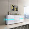 Sideboard High Gloss Sideboard for Living Room Modern Sideboard Cabinet Display Cabinet with LED Lights 2 Doors 4 Drawers Home Furniture (White)