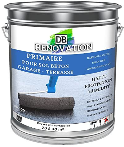DB Rénovation PRIMAIRE pour sol béton - Haute protection humidité avant finition - Excellent accrochage - Incolore 3,5L