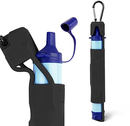 Silikon-Schutzhülle für LifeStraw persönliche Wasserfilter-Strohhalme – Wasserreinigung, inklusive Karabiner, kompatibel mit Life Straw persönlichen Wasserfilter (schwarz)