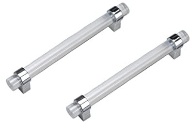 SYDARSYN 2 Stück Transparentes Acryl Schrankgriffe T Griffe Möbelknöpfe Küchentürgriffe Schubladengriff Modern Stangengriff Türknöpfe Küchenschränke Ziehgriff 128mm