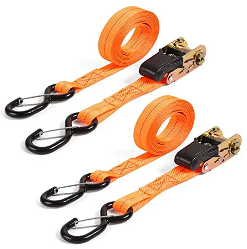 Cinghia a cricchetto con gancio, confezione da 2 – Cricchetto resistente lungo 3 m e largo 25 mm con fibbia, cinghie logistiche di carico per attrezzature mobili, moto