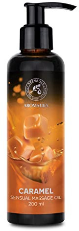 Huile de Massage Sensuel Caramel pour Couple 200ml - Huile Comestible 200ml - Huile pour des moments sensuels - Mélange Naturel de Pépins de Raisin et Amande pour Homme et Femme - Huile de baiser