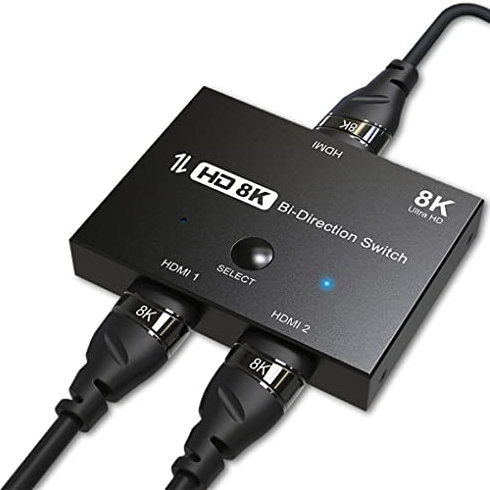 Wedorat PS5 Switch Convertisseur Adaptateur 2.1 Ultra HD 8K Haute Vitesse 48Gbps Commutateur HDMI Directionnel 2in1 out 8K@60Hz 4K@120Hz Convertisseur pour PS5/Xbox/Switch/Projecteurs/Moniteurs