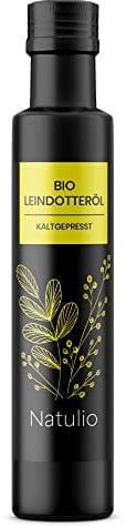 Natulio Leindotteröl Bio kaltgepresst 250ml - zur Ernährung sowie zur Haarpflege geeignet - reich an Vitamin E und Omega 3 Fettsäuren - zertifiziert nach DE-ÖKO-006