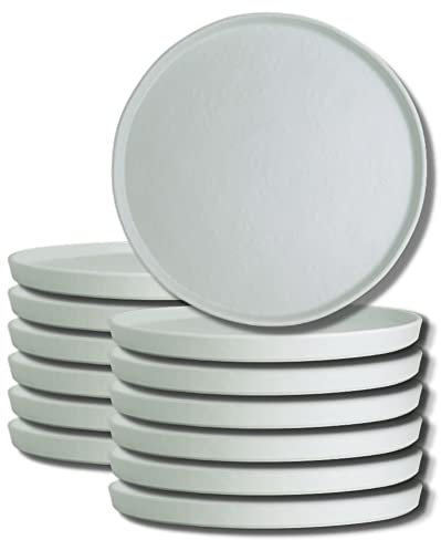 Creations Melamine Dinner Plates, Steelite Heavy Duty Break Resistant Commercial Foodservice Restaurant, Cali Round 10.7, Stackable Modern Textured Dishes Indoor Outdoor, 12 Set, White