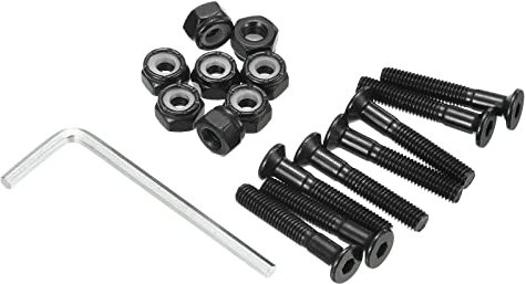 PATIKIL Skateboard Ferramenta Kit, 1.18 Montaggio Viti Esagonali Testa Bulloni Dadi Set con Chiave per Long Board Cruiser, Nero