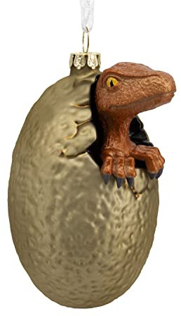 Hallmark Jurassic Park Raptor Ei schlüpfendes Weihnachtsdekoration, mundgeblasenes Glas