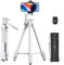 PHOPIK - Trípode extensible para teléfono de 55 pulgadas, con obturador, trípode de video con panorama de 360 grados y tornillo de montaje de 1/4 pulgadas para iPhone/Android/cámara deportiva, soporte